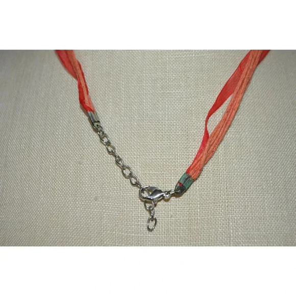 Red Blue Purple Swirl Glass Pendant Necklace - Picture 4 of 4